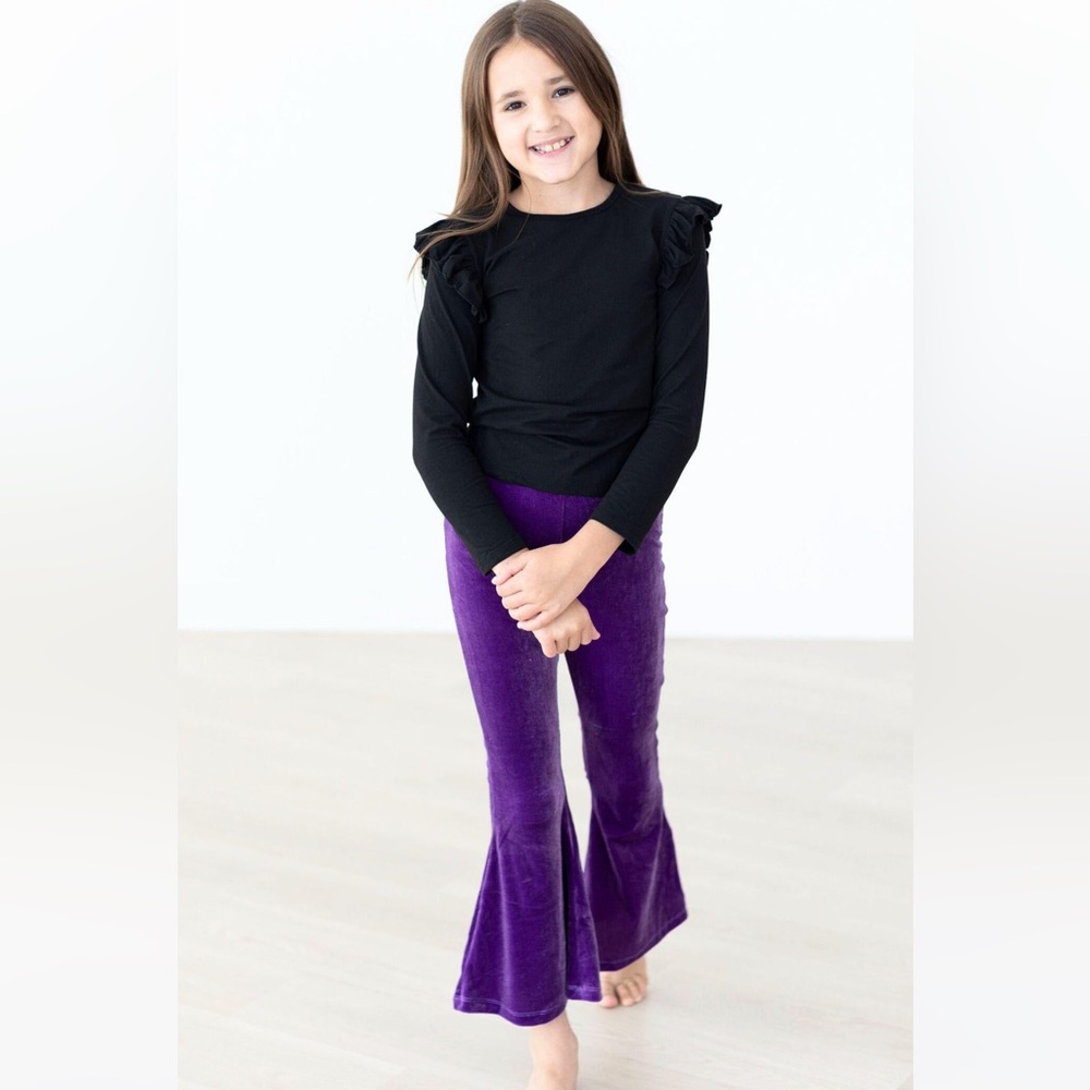 Mila & Rose purple velvet bell bottoms girls sz 5-6 fall Halloween outfit 💜
